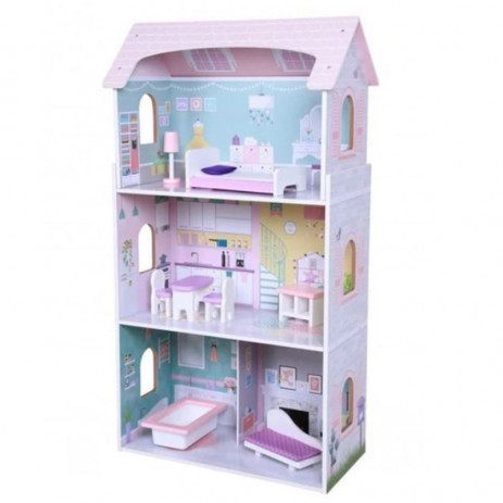 Moni Toys Дървена къща за кукли с обзавеждане ANNA 52.3x27x95см 4121 от Пакостник