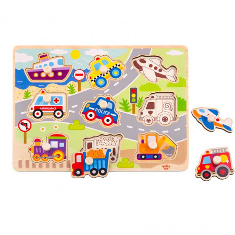 TOOKY TOY Дървена образователна дъска ПРЕВОЗНИ СРЕДСТВА 18М+ TY860 от Пакостник