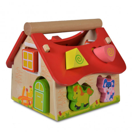 Moni Toys Дървена образователна къща с животни 19.7x18x17.4см 2044 от Пакостник