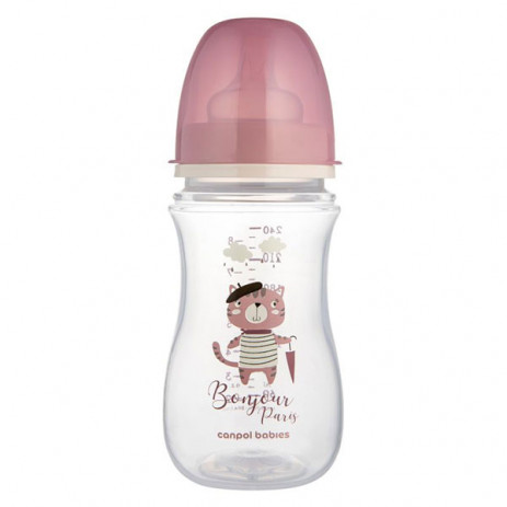 Canpol babies Шише антиколик с широко гърло 240мл BONJOUR PARIS Розово 35/232 от Пакостник
