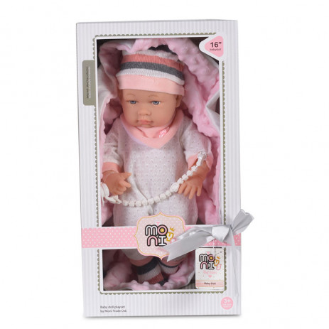 Moni Toys Кукла 41 см Розова с одеяло 8528 от Пакостник