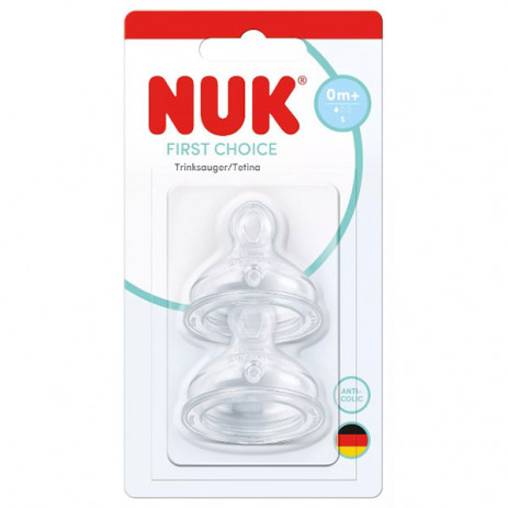 Nuk FIRST CHOICE+ Силиконов биберон 2 броя 0м+ р-р S от Пакостник