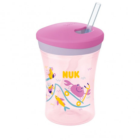 Nuk Чаша EVOLUTION Action Cup със сламка 230мл 12м+ Розова от Пакостник