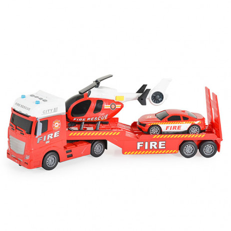 Jin Jia Toys Пожарна 54 см с кола и хеликоптер (звук и светлини) 666-67F от Пакостник