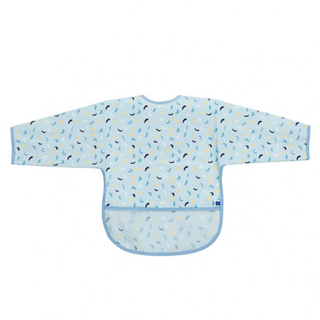 Kikkaboo Непромокаем лигавник с ръкави и джоб 4м+ Arty Blue Pattern от Пакостник