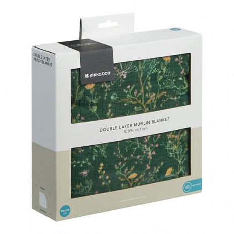 Kikkaboo Одеяло от муселин двупластово 100 х 100 см Secret Garden Green от Пакостник