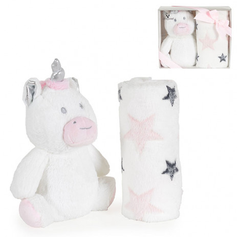Cangaroo Бебешко одеяло 75 х 90 см с играчка 23 см Unicorn Stars от Пакостник