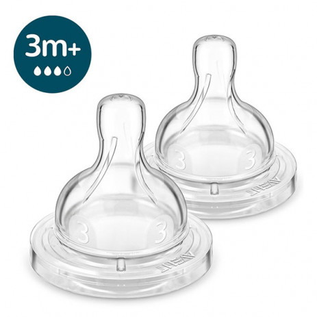 Philips Avent Биберон за шише 2 броя Anti-Colic 3м+ (Flow 3) SCY763/02 от Пакостник