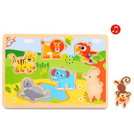TOOKY TOY Дървен музикален пъзел ЖИВОТНИ 18м+ TL065 от Пакостник