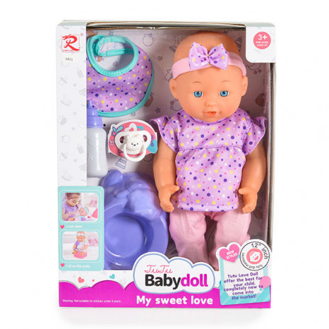 Tutu Love Кукла 31 см с гърне и биберон PURPLE 6811 от Пакостник