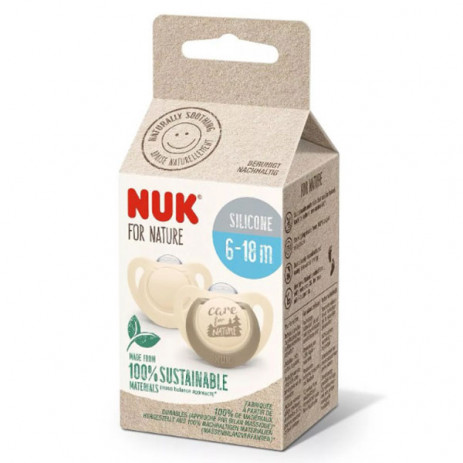 Nuk FOR NATURE Залъгалка силикон 2 броя 6-18м Крем от Пакостник