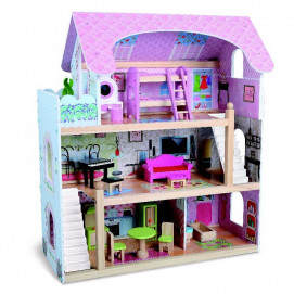 Moni Toys Дървена къща за кукли MILA 31x62x70см 4110