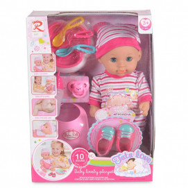 Moni Toys Кукла 31 см пишкаща с обувки и лигавник 8261