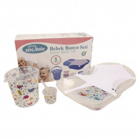 Sevi bebe Комплект за къпане 5 части с морски животинки Бял