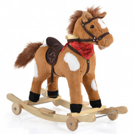 Moni Toys Плюшено конче-люлка с колелца и звук THUNDER Каки WJ-302
