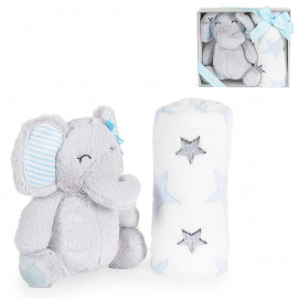 Cangaroo Бебешко одеяло 75 х 90 см с играчка 23 см Elephant Blue