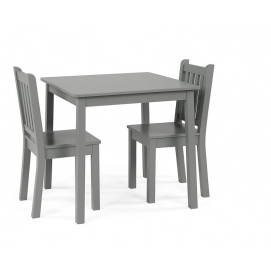 Ginger Home Дървена маса с 2 столчета - за учене, рисуване, игра и хранене Сив TF6644