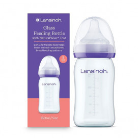 Lansinoh Стъклено шише с биберон NaturalWave 160мл m-77240
