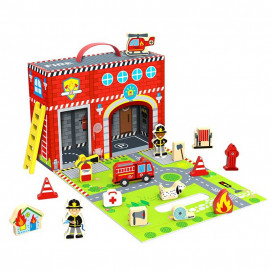 TOOKY TOY Дървена преносима Пожарна станция 3г+ TY203