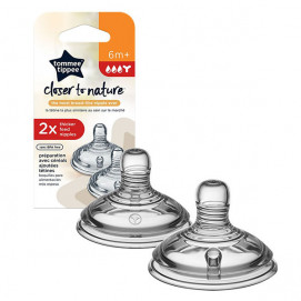 Tommee Tippee Биберон за хранене 2 броя Closer to Nature (Бърз поток Звезда 6м+) TT.0011