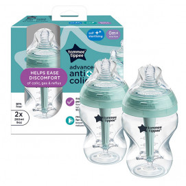 Tommee Tippee Шише за хранене 260 мл 2 броя ANTI-COLIC+ САМОСТЕРИЛИЗИРАЩИ (0м+ 1 капка) TT.0024