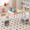 Ginger Home Детска дървена маса тип LEGO с 2 стола (3-10 год) Бял/Сив TF6705 от Пакостник