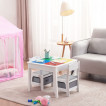 Ginger Home Детска дървена маса тип LEGO с 2 стола (3-10 год) Бял/Сив TF6705 от Пакостник
