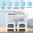 Ginger Home Детска дървена маса тип LEGO с 2 стола (3-10 год) Бял/Сив TF6705 от Пакостник