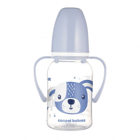 Canpol babies Bottle with handles 120 ml CUTE ANIMALS narrow neck 11/823 from Pakostnik