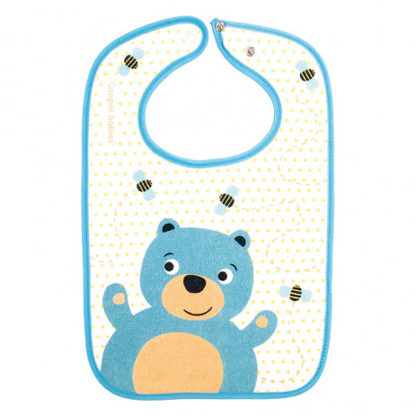 Canpol babies Bib with tic-tac fastening CUTE ANIMALS 0m+ Blue from Pakostnik
