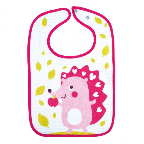 Canpol babies Bib with tic-tac fastening CUTE ANIMALS 0m+ Pink from Pakostnik