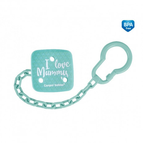 Canpol babies Clip Pacifier with chain I LOVE MUMMY Turquoise from Pakostnik
