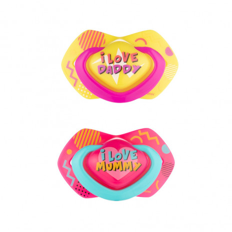Canpol babies Silicone pacifiers with symmetrical shape 0-6m 2 pieces NEON LOVE Pink from Pakostnik