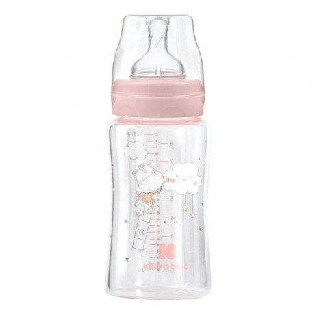 Kikkaboo Wide-neck glass bottle 240 ml with anticolic pacifier Hippo Dreams from Pakostnik