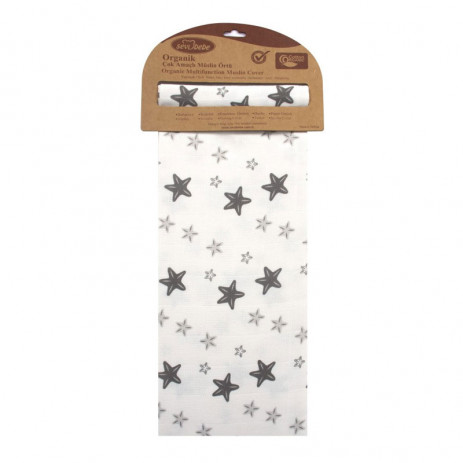 Sevi bebe Organic muslin diaper 120/100 cm Grey Stars from Pakostnik