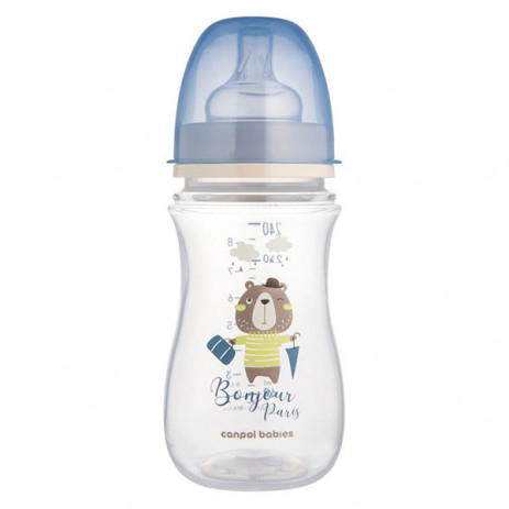 Canpol babies Wide Neck Bottle 240 ml BONJOUR PARIS Blue from Pakostnik