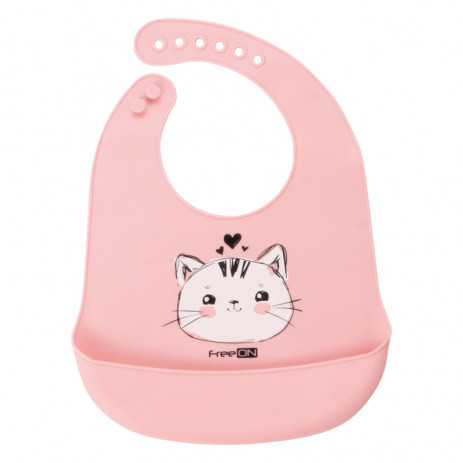 Freeon Silicone bib Cat pink from Pakostnik