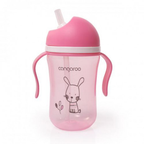 Cangaroo Plastic cup 300 ml with silicone straw 6m+ Pink from Pakostnik