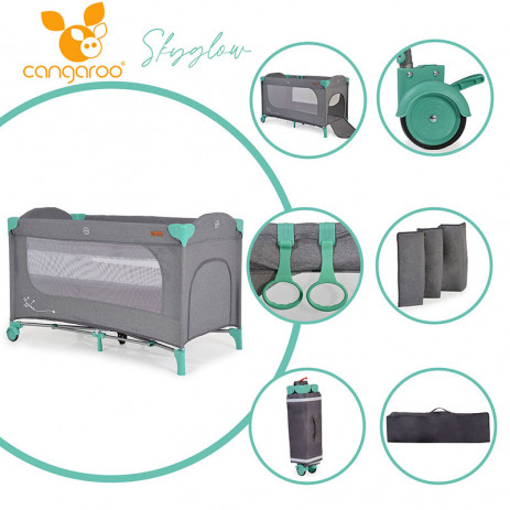 Cangaroo Baby cot SKYGLOW 2 Levels Mint from Pakostnik