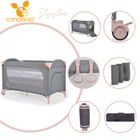 Cangaroo Baby cot SKYGLOW 2 Levels Pink from Pakostnik