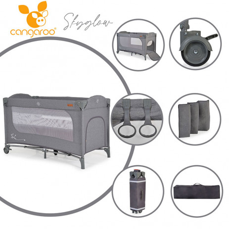 Cangaroo Baby cot SKYGLOW 2 Levels Grey from Pakostnik