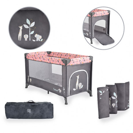 Moni Folding cot SAFARI 1 level Pink from Pakostnik