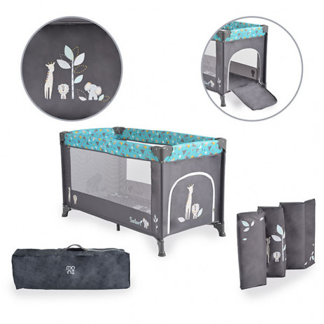 Moni Folding cot SAFARI 1 level Turquoise from Pakostnik