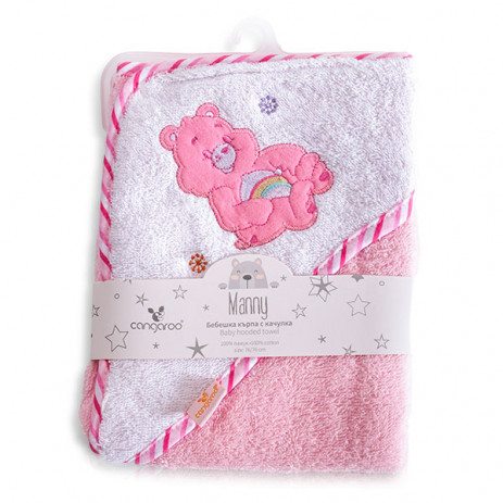 Cangaroo Baby towel with hood MANNY 76 x 76 cm Pink from Pakostnik