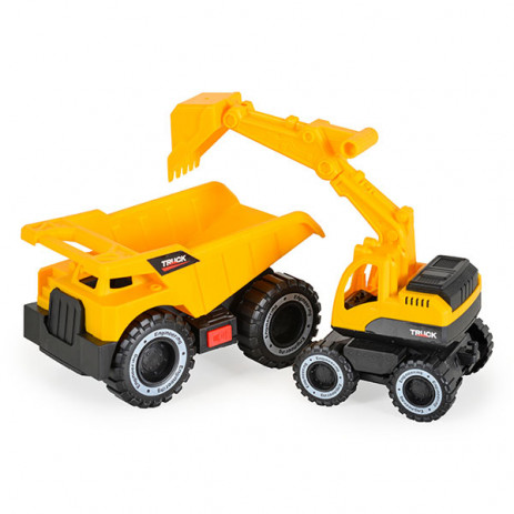 Jin Jia Toys Set Excavator 18 cm and Dump Truck 18 cm (sound and lights) 666-78P from Pakostnik
