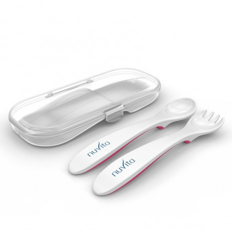 Nuvita Set of fork and spoon in a box pink from Pakostnik