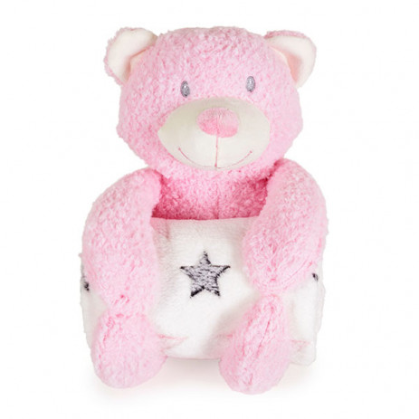 Cangaroo Baby blanket 75 x 90 cm with Toy RORY BEAR Pink from Pakostnik