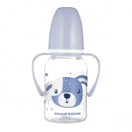 Canpol babies Bottle with handles 120 ml CUTE ANIMALS narrow neck 11/823