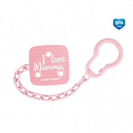 Canpol babies Clip Pacifier with chain I LOVE MUMMY Pink