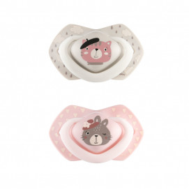 Canpol babies Silicone pacifiers with symmetrical shape 18m+ 2 pieces BONJOUR PARIS Pink